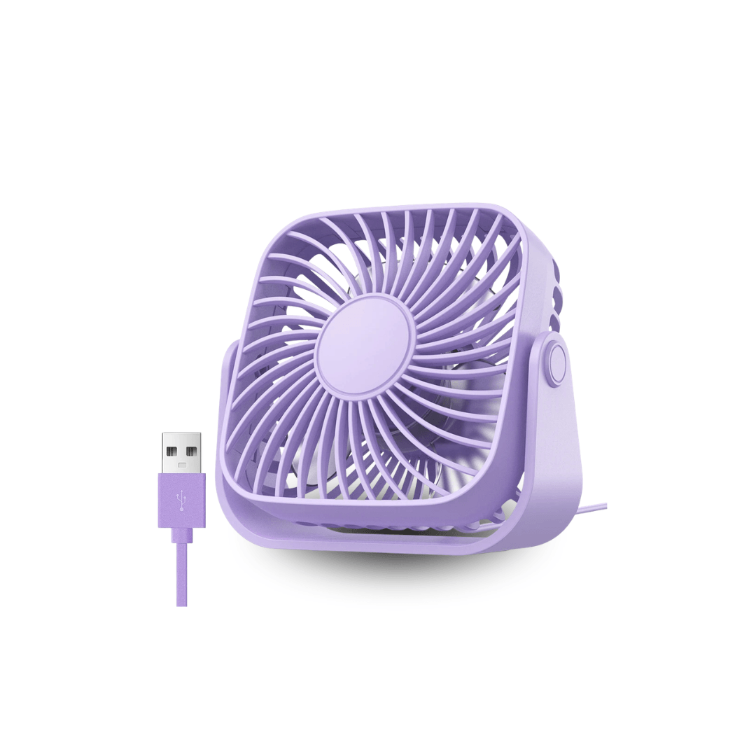 USB-Tischventilator 10 cm, 3 Stufen, neigbar – Lila