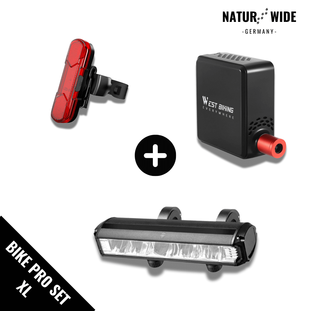 Fahrrad-Set: Front- & Rücklicht plus Akku-Pumpe