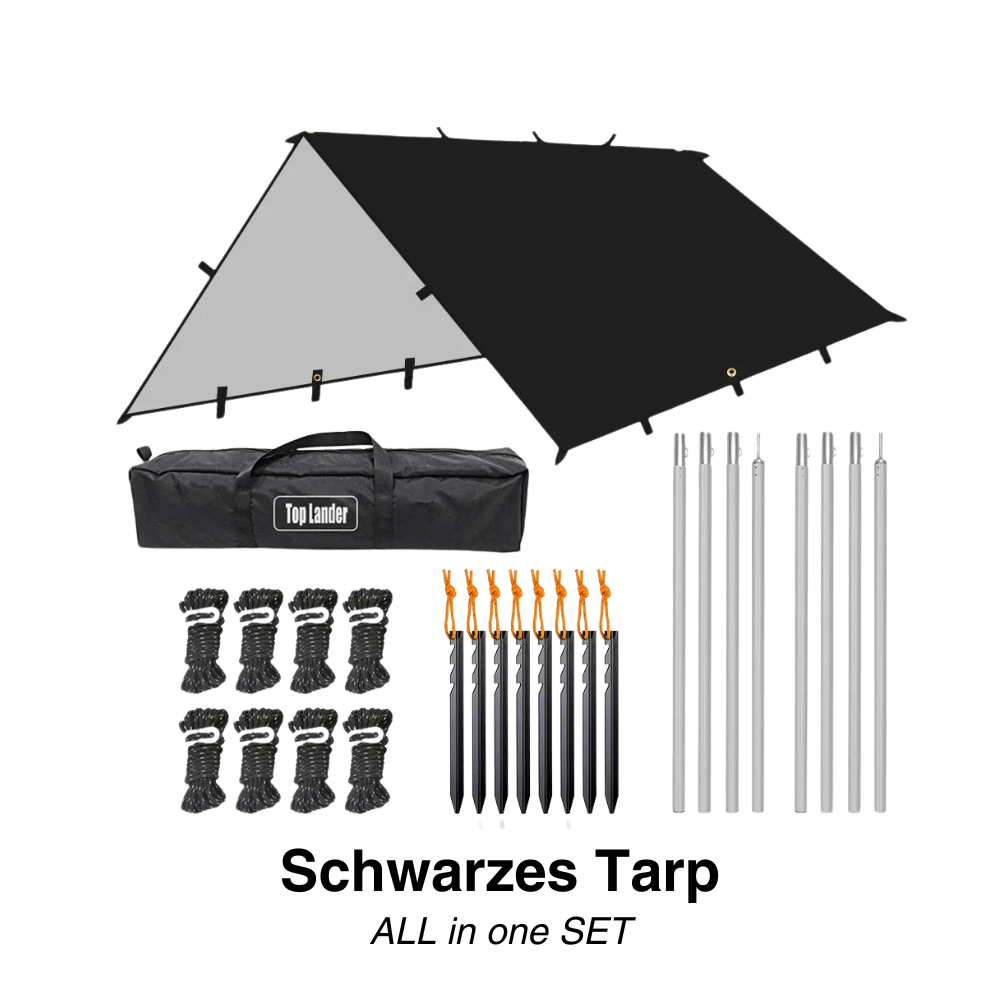 Tarp 3 × 3 oder 4 × 4 m, 3000 mm, UV50+ – Schwarz