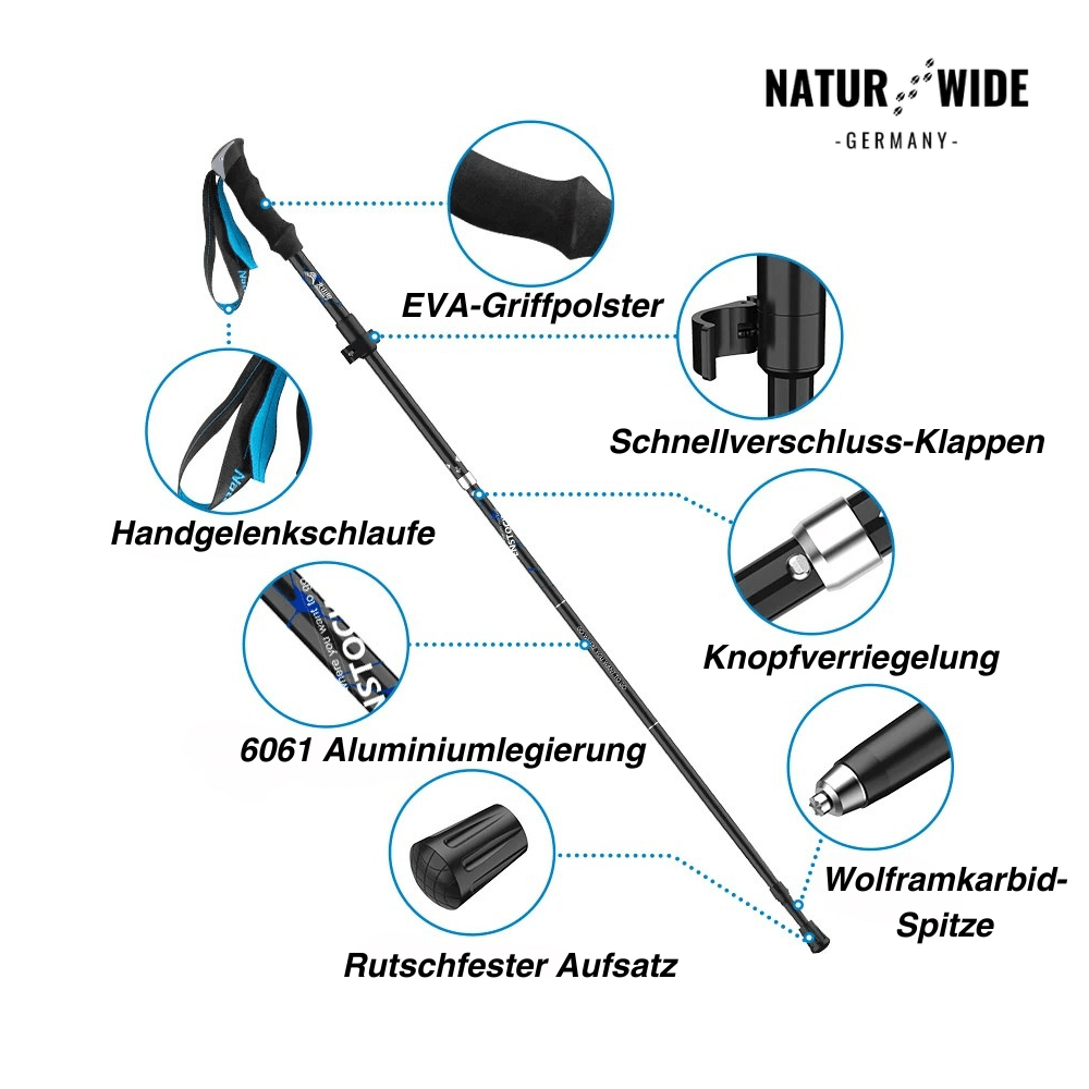 TrekMaster Wanderstöcke, Alu, verstellbar – Ansicht 2