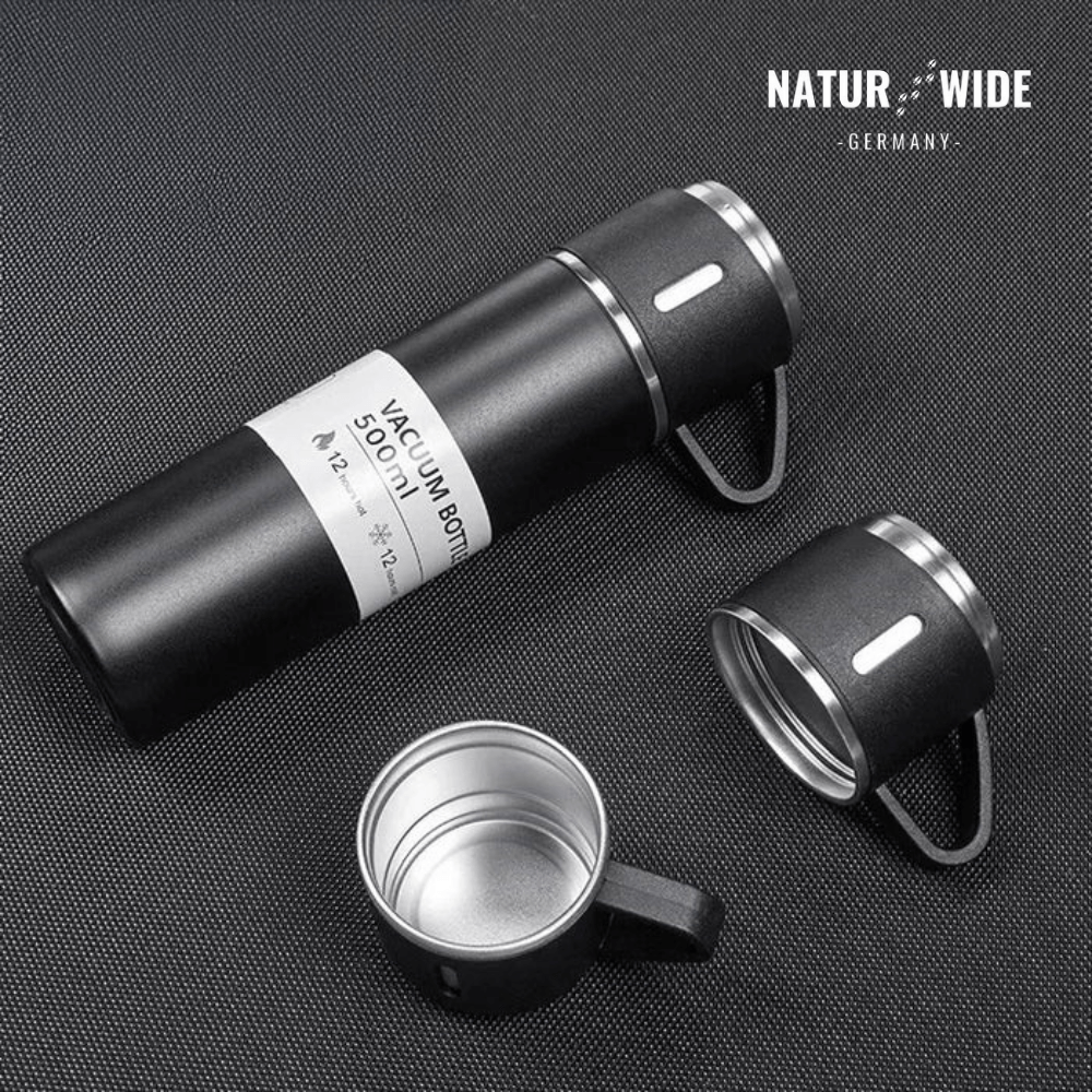 Thermosflasche 500 ml mit 3 Tassen, Edelstahl – Ansicht 17