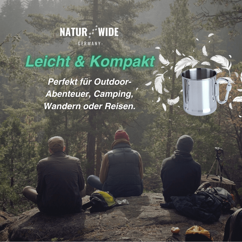 Edelstahlbecher 500 ml mit Karabinergriff – Ansicht 2