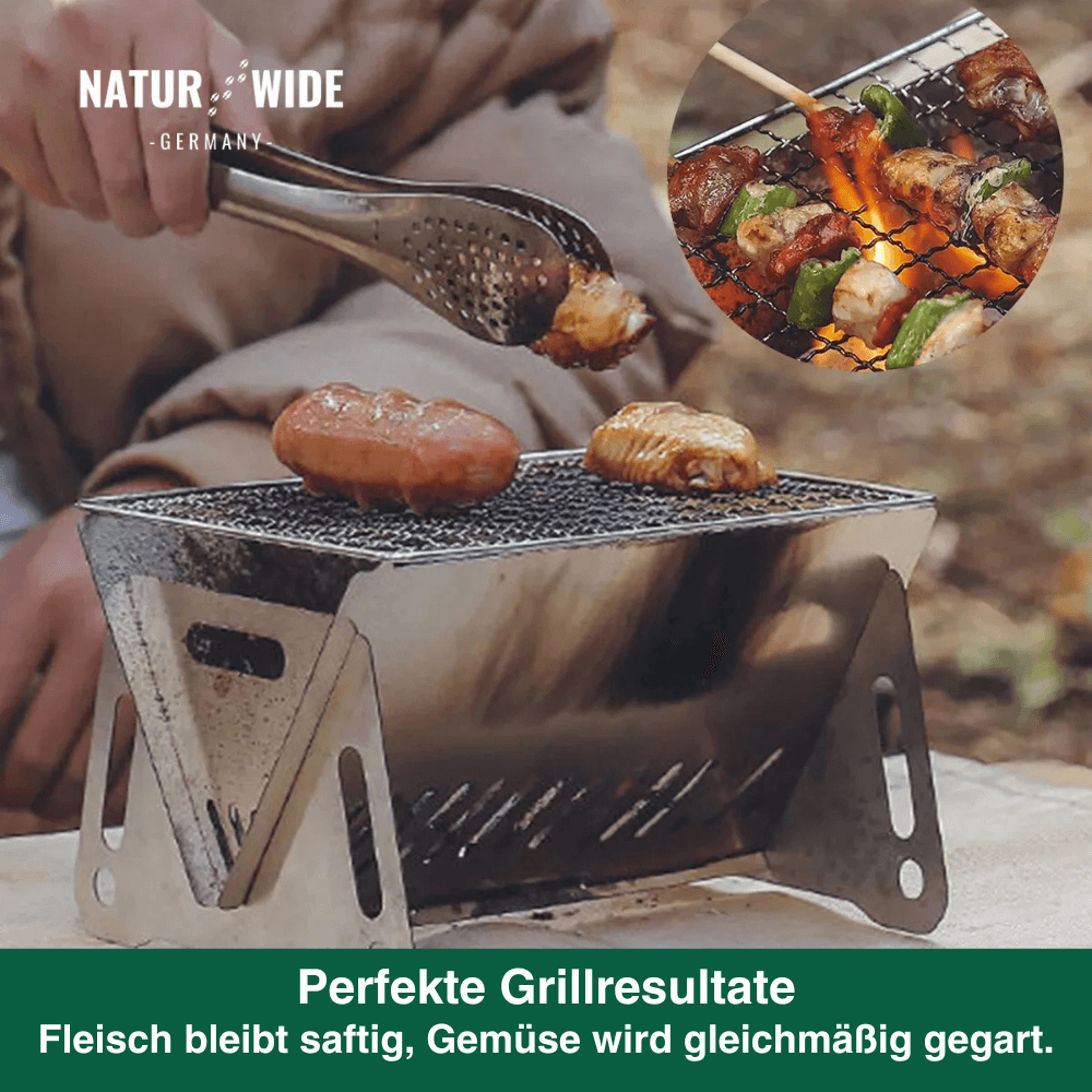 Klappgrill aus Edelstahl für Holzkohle – Ansicht 7