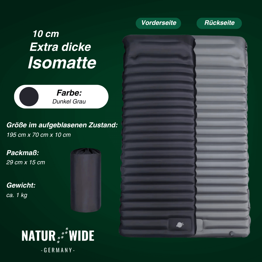 Isomatte Pro mit Kissen & Fußpumpe, 10 cm dick – Ansicht 5