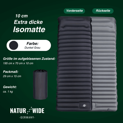 Isomatte Pro mit Kissen & Fußpumpe, 10 cm dick – Ansicht 5