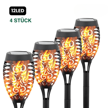 Solar-Gartenfackeln mit Flammeneffekt, 4er-Set