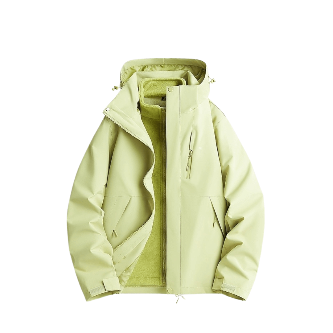 Damen Regenjacke 2-in-1 mit Fleece-Innenjacke – Pastell-Neongrün