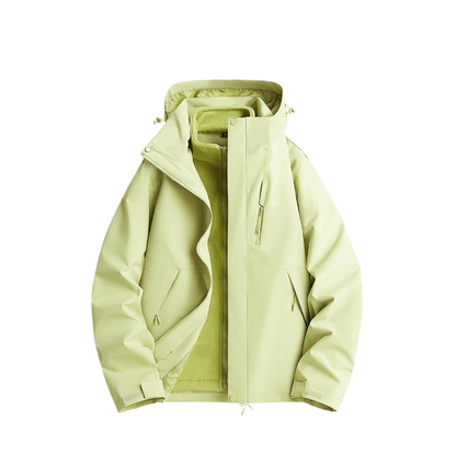 Damen Regenjacke 2-in-1 mit Fleece-Innenjacke – Pastell-Neongrün