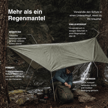 3-in-1-Regenponcho: Regenmantel, Plane & Decke – Ansicht 7