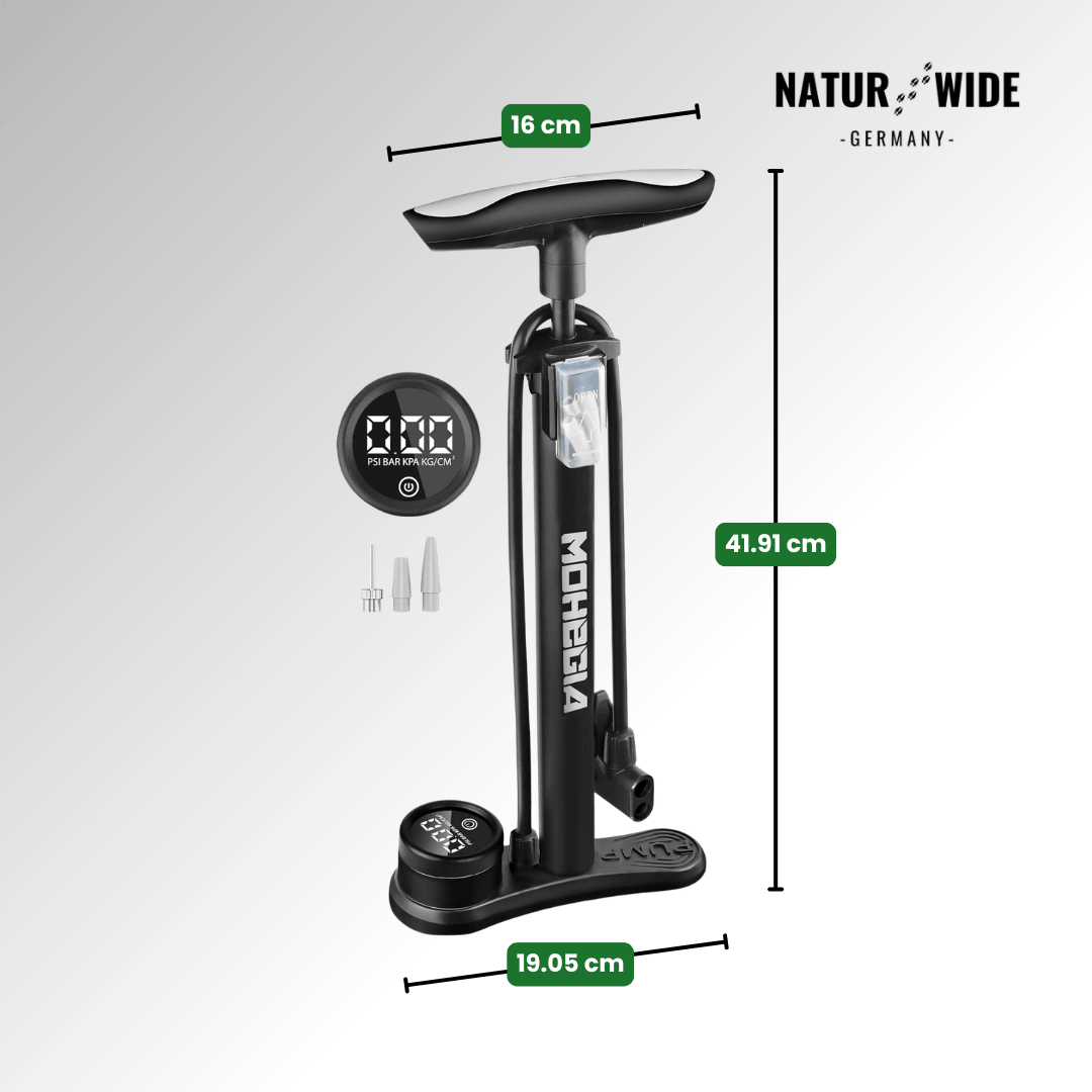 Fahrradpumpe 11 bar mit Manometer, alle Ventile – Ansicht 17