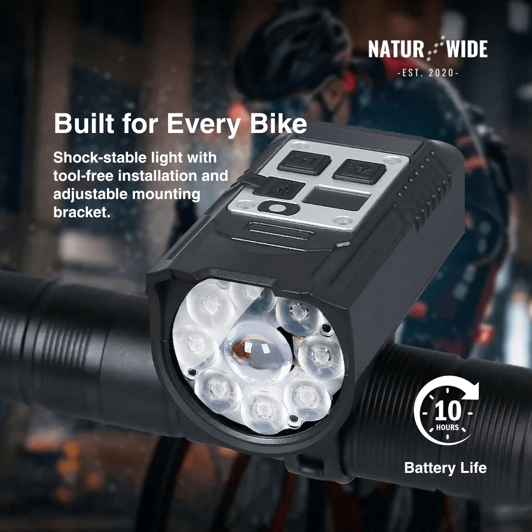 Akku-Fahrradlicht, 9 LEDs, Display & Rücklicht – Ansicht 6