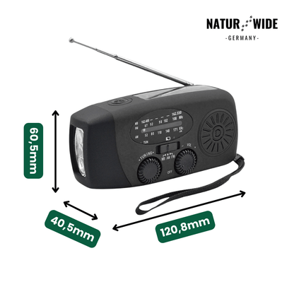 Notfallradio mit Kurbel, Solar & Powerbank – Ansicht 3