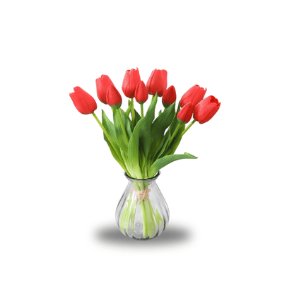 Künstliche Tulpen im 5er-Bund, täuschend echt – Rot