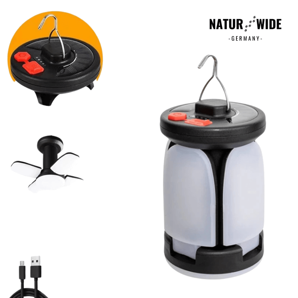 Faltbare LED-Campinglampe mit Solar & Powerbank – Ansicht 8