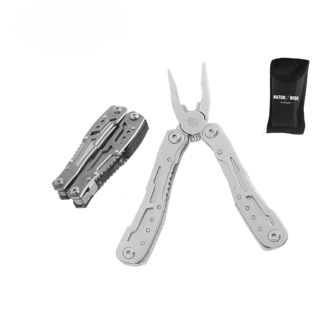 Multi-Tool aus Edelstahl, 14 Funktionen – Silber