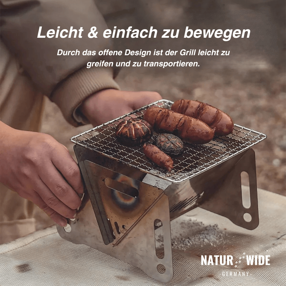Klappgrill aus Edelstahl für Holzkohle – Ansicht 9