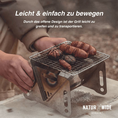 Klappgrill aus Edelstahl für Holzkohle – Ansicht 9