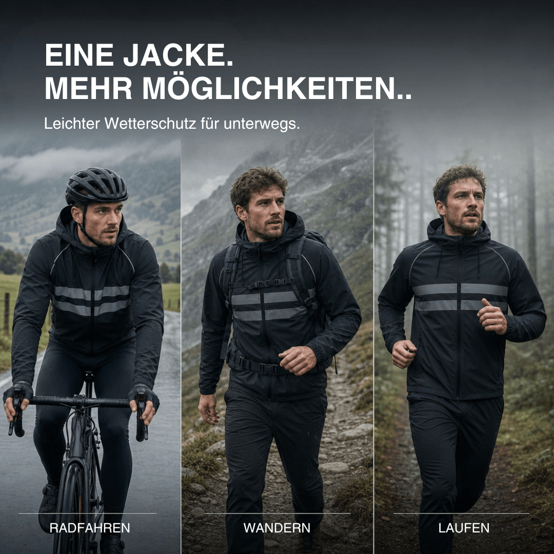 Ultraleichte Regenjacke Pro mit Reflektoren – Ansicht 9