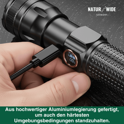 Alu-LED-Taschenlampe mit Zoom und Akkuanzeige – Ansicht 12