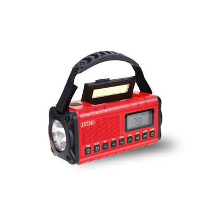 Kurbelradio mit Solar und 10.000-mAh-Powerbank – Rot