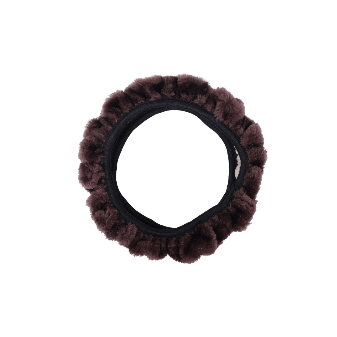 Plüsch-Lenkradhülle für den Winter, 38 cm – Braun