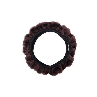 Plüsch-Lenkradhülle für den Winter, 38 cm – Braun