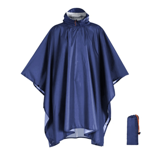 3-in-1-Regenponcho: Regenmantel, Plane & Decke – Dunkelblau
