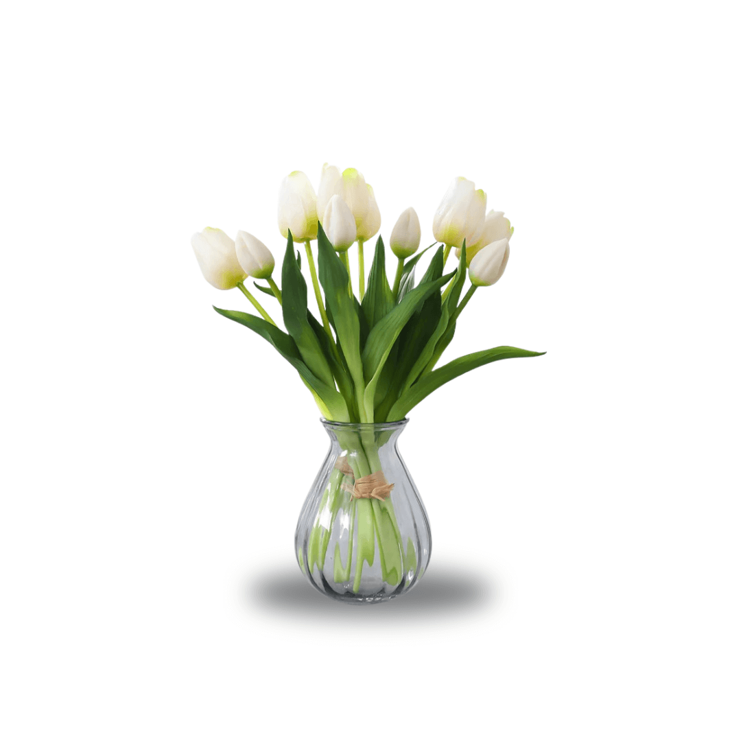 Künstliche Tulpen im 5er-Bund, täuschend echt – Weiß