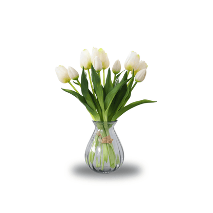 Künstliche Tulpen im 5er-Bund, täuschend echt – Weiß