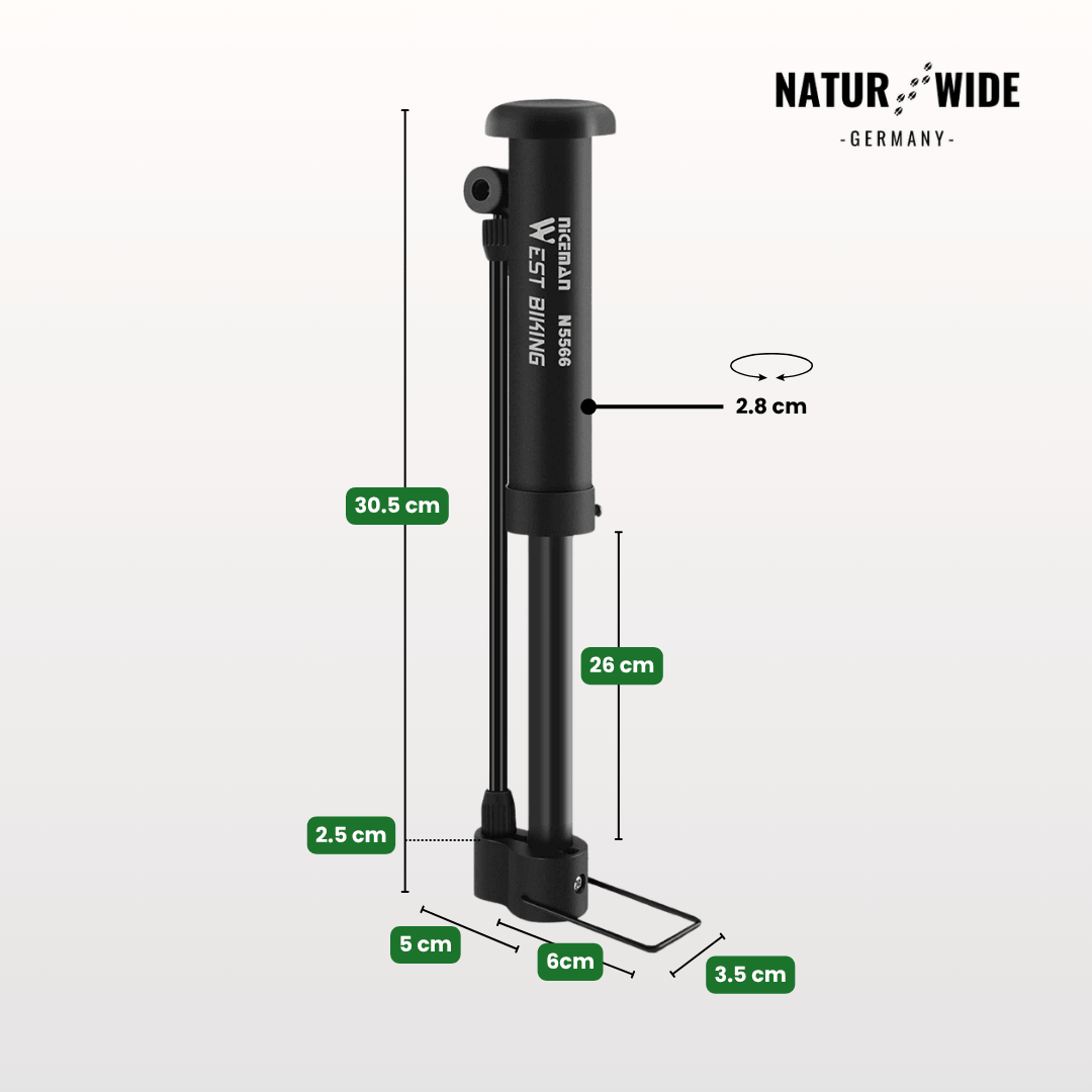 Mini-Standpumpe für Fahrrad & Ball, 5,5 bar – Ansicht 10