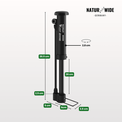 Mini-Standpumpe für Fahrrad & Ball, 5,5 bar – Ansicht 10