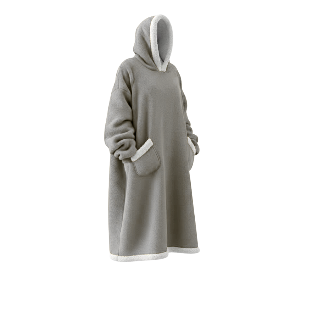 Oversize Deckenhoodie aus Flanell mit Kapuze – Grau