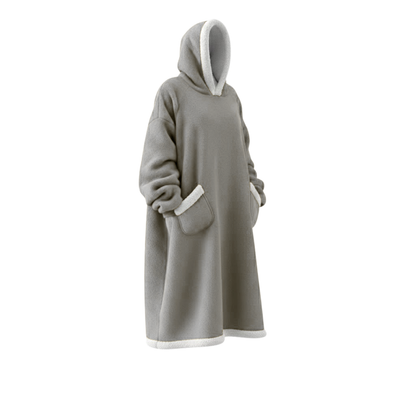 Oversize Deckenhoodie aus Flanell mit Kapuze – Grau