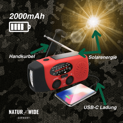 Notfallradio mit Kurbel, Solar & Powerbank – Ansicht 13