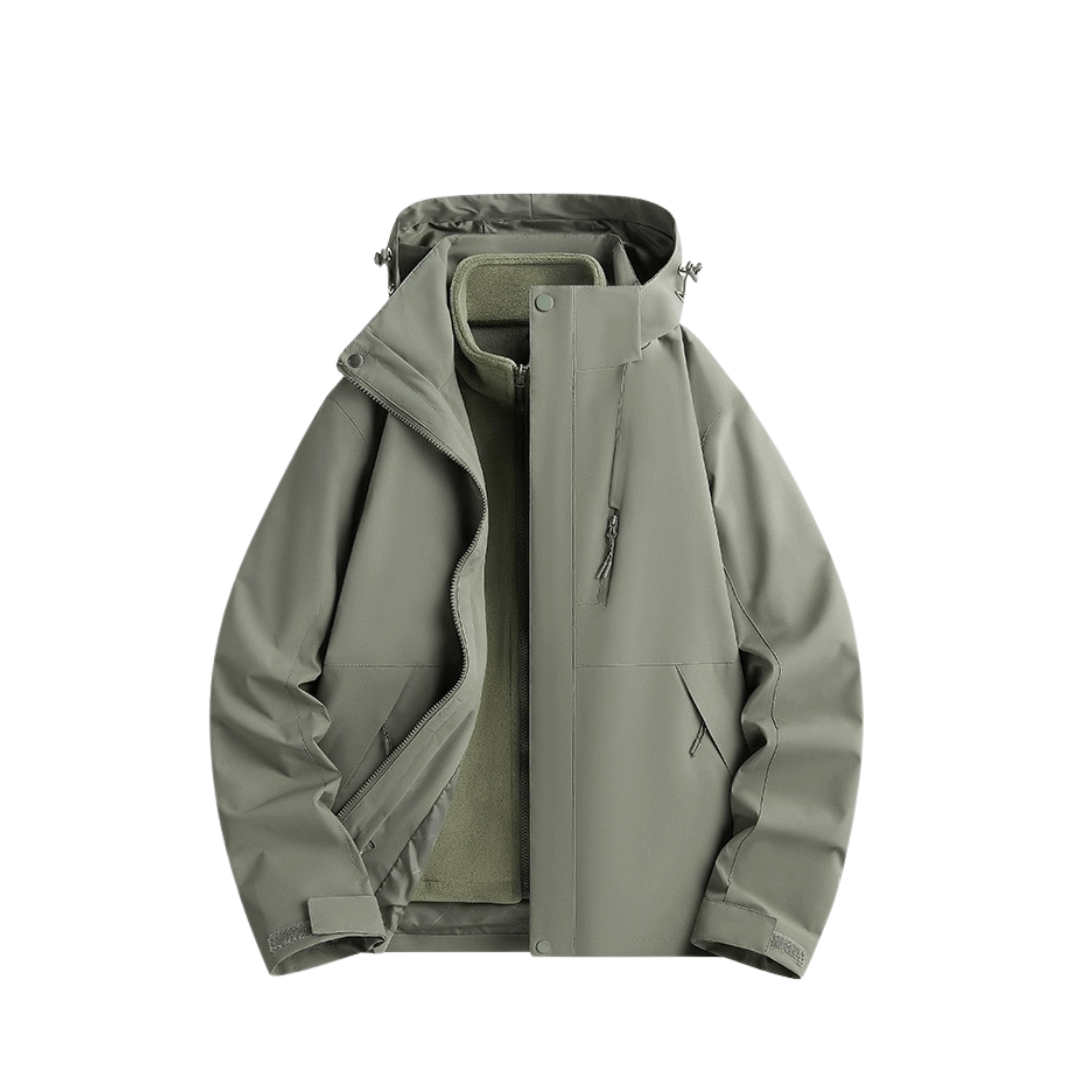Damen Regenjacke 2-in-1 mit Fleece-Innenjacke – Moos-Grün