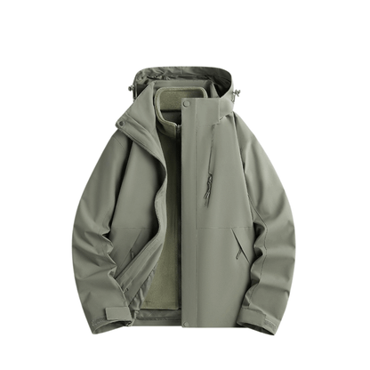 Damen Regenjacke 2-in-1 mit Fleece-Innenjacke – Moos-Grün