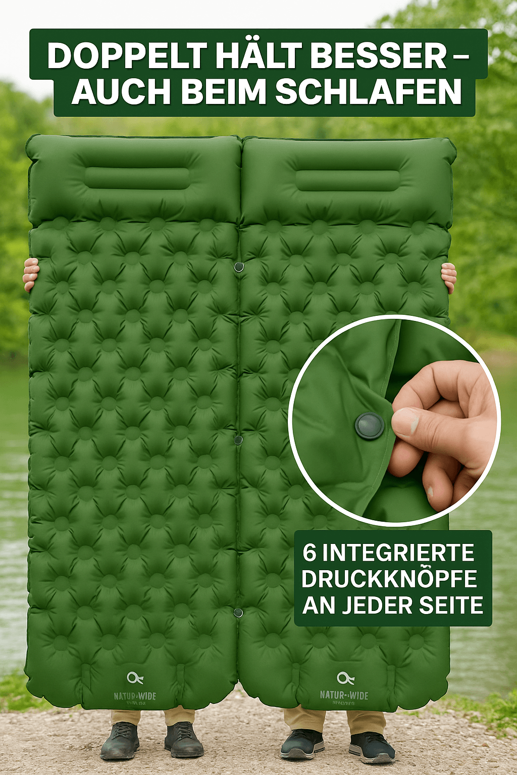 Ultraleichte Isomatte mit Fußpumpe, 8 cm dick – Ansicht 11