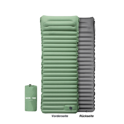 Isomatte Pro mit Kissen & Fußpumpe, 10 cm dick – Waldgrün