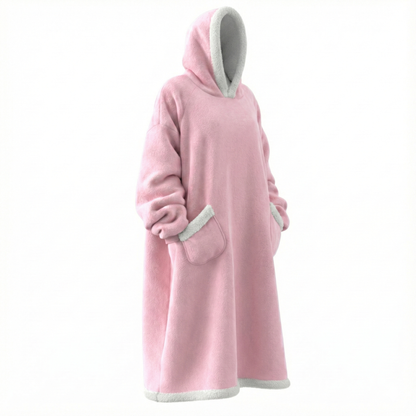 Oversize Deckenhoodie aus Flanell mit Kapuze – Rosa