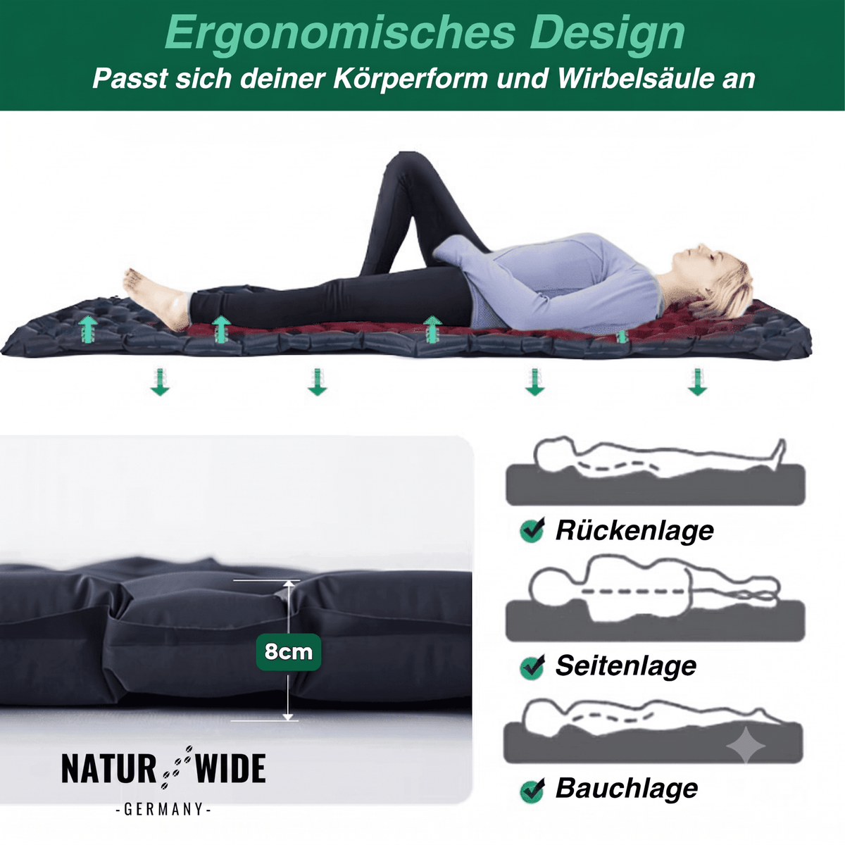 Ultraleichte Isomatte ohne Kopfteil, 550 g – Ansicht 6