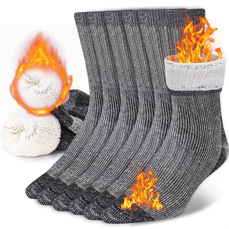 Merino-Wollsocken im 3er-Set, dick & warm – Grau - 3 Paare