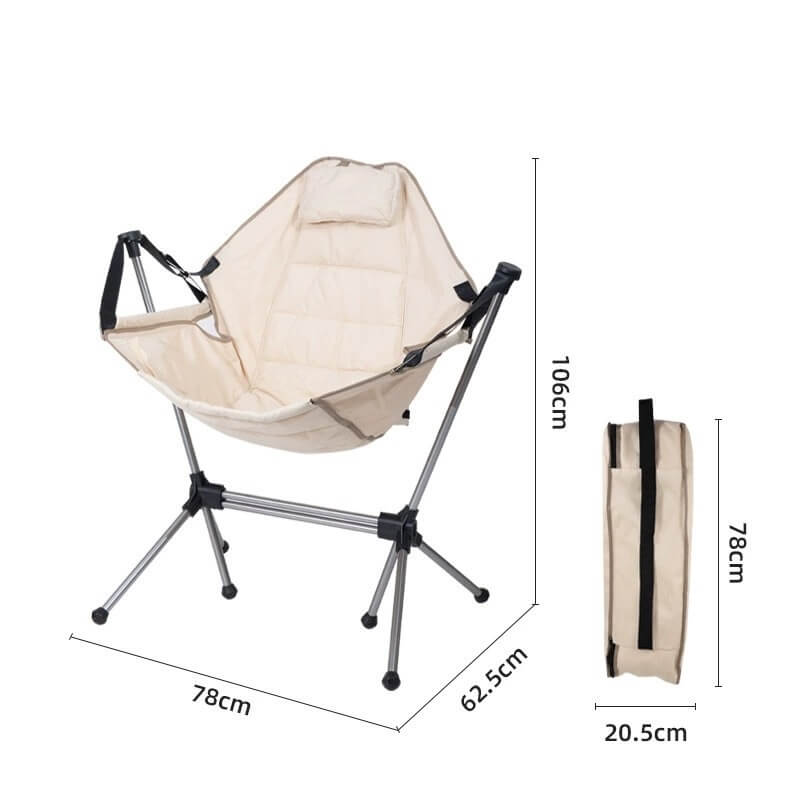 Camping-Schaukelstuhl XXL, faltbar, gepolstert – Beige
