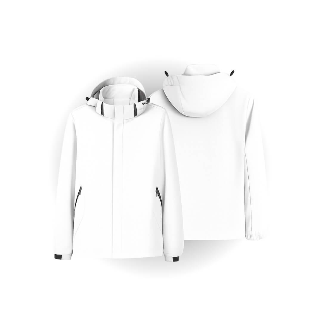 Leichte Regenjacke, 10.000 mm, abnehmbare Kapuze – Weiß
