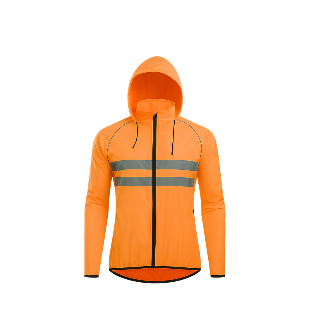 Ultraleichte Regenjacke Pro mit Reflektoren – Neon orange