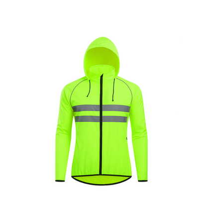 Ultraleichte Regenjacke Pro mit Reflektoren – Neon grün