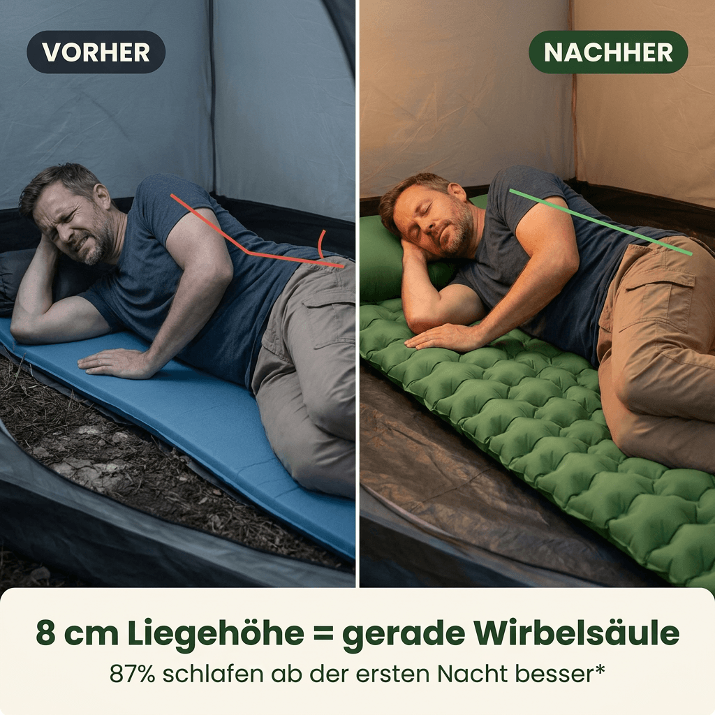 Ultraleichte Isomatte mit Fußpumpe, 8 cm dick – Ansicht 2